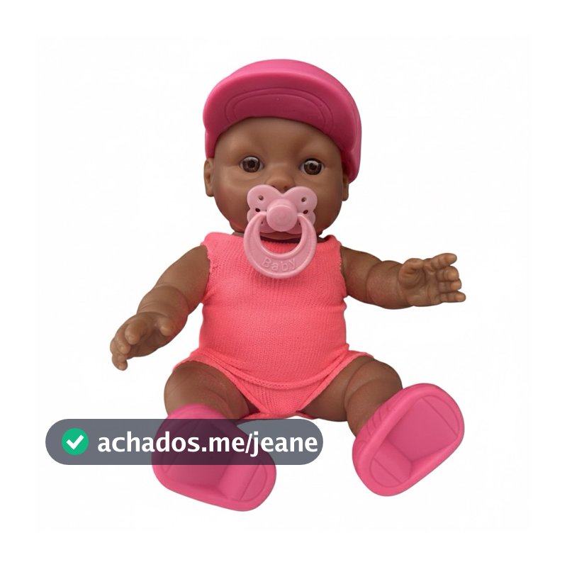 Boneca Bebê Negra Bella Realista com Chupeta e Roupinha Rosa | Boneca Reborn Infantil Barata Educativa Presente Menina