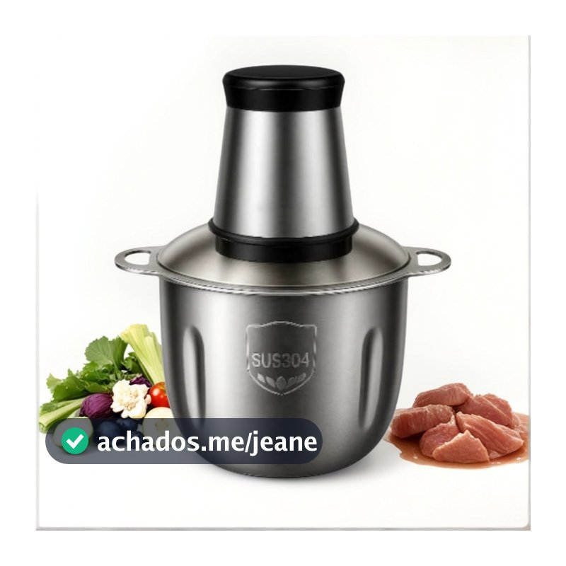 Picador De Alimentos Moedor Elétrico Triturador Potente Carne Legumes Temperos Inox 110v/220v NO BRASIL