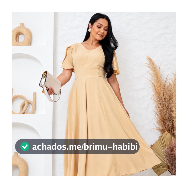 Vestido Feminino Forrado Midi Crepe Líbano Manga Tulipa Elegante Moda Evangélica Social Confortável