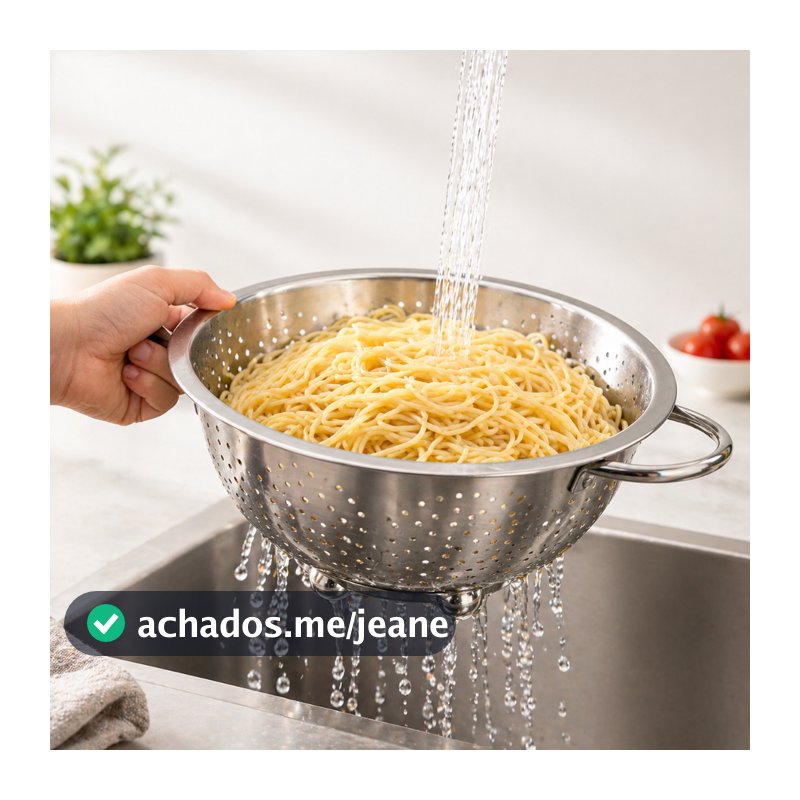 Escorredor de Arroz Macarrão Inox Não Enferruja Drenagem Rápida Peneira Multiuso Top Cozinha