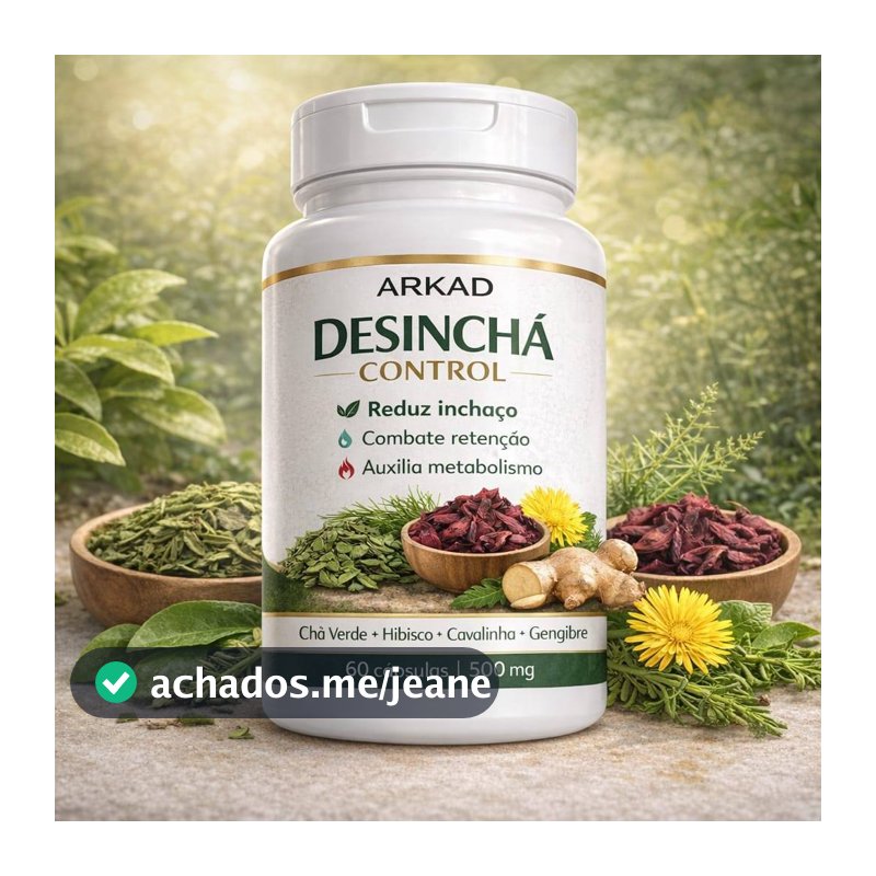 Desinchá Natural | Chá Verde + Hibisco + Cavalinha | Reduz Inchaço | 60 | 90 | 120 Cápsulas | Arkad Suplementos|Original