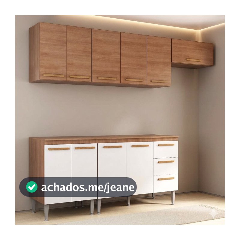 Cozinha Completa Modulada Ferrari 240cm com Aéreo e Balcão