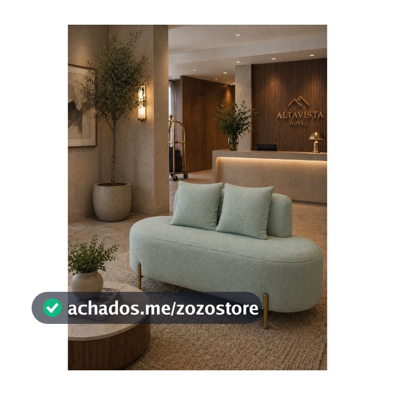 Sofá Orgânico Curvo 1,15CM Tecido Boucle Pe de Ferro Luxo  Conforto Sofisticaçâo Escritorio Visammer