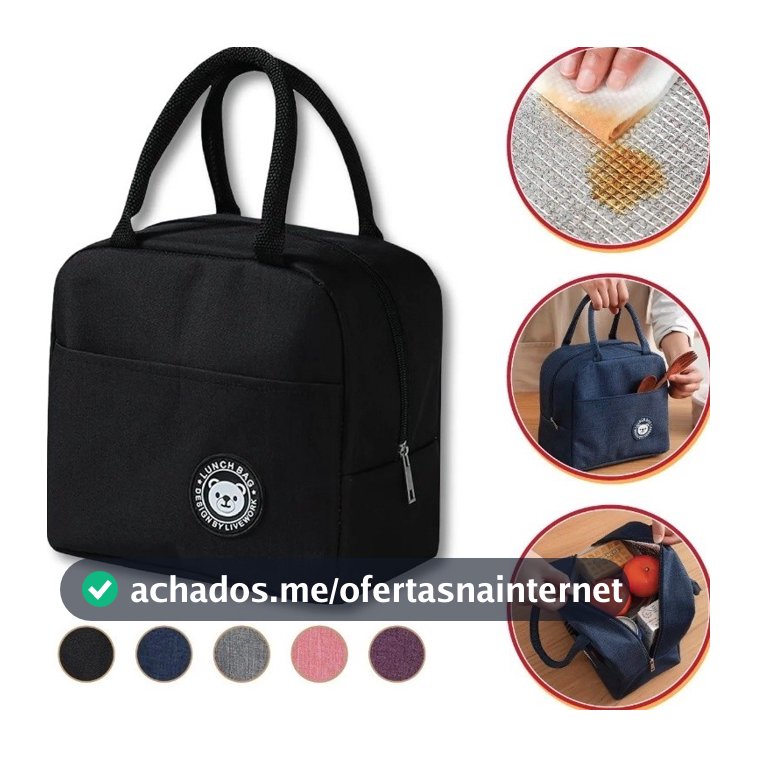 Bolsa Térmica Portátil de Mão Lancheira Marmita Viagem Piquenique Prático