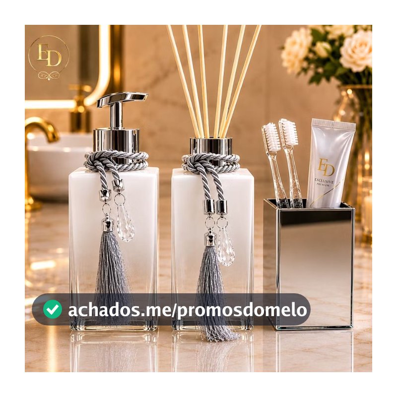 Kit Lavabo com Porta Escova - Saboneteira - Aromatizador de Ambiente