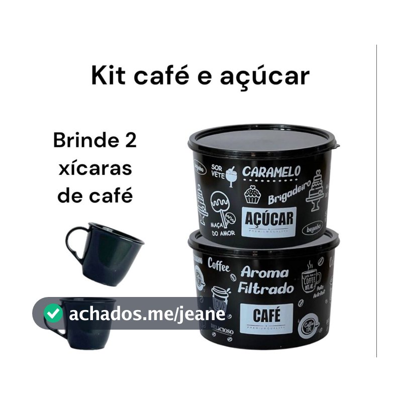 kit 2  potes peças café e açúcar  você merece 2 litros, organizador para mantimentos - ganhe de brinde 2 canecas de café