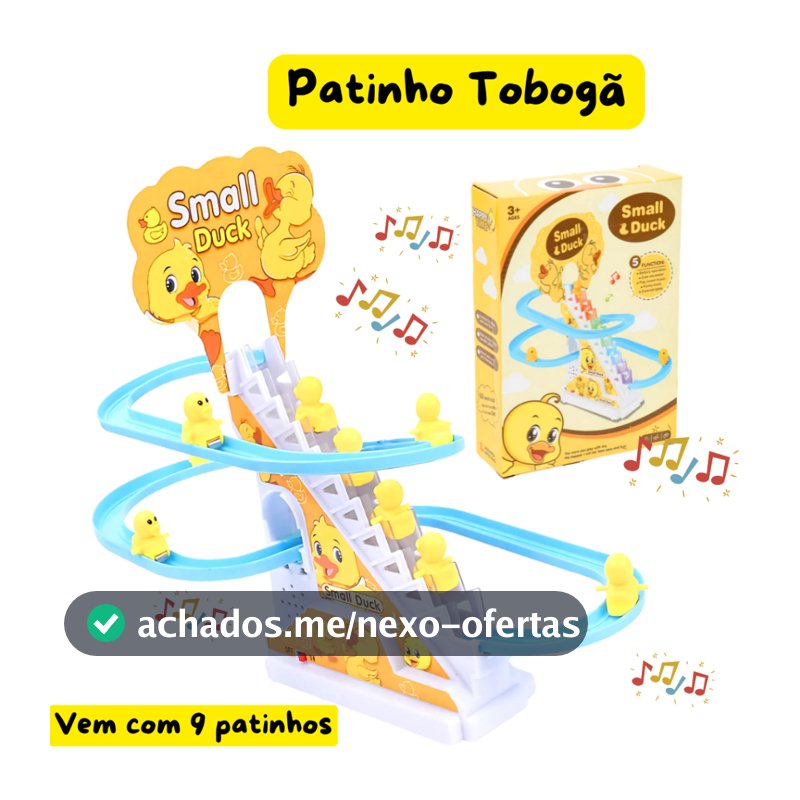Brinquedo Pista Pato Patinho Escorrega Tobogã Escada Musical com Som e Led Menino e Menina