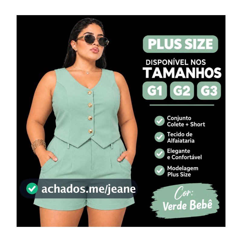 conjunto Alfaiataria Feminino plus size G1/G2/G3 tecido premium entrega rapida