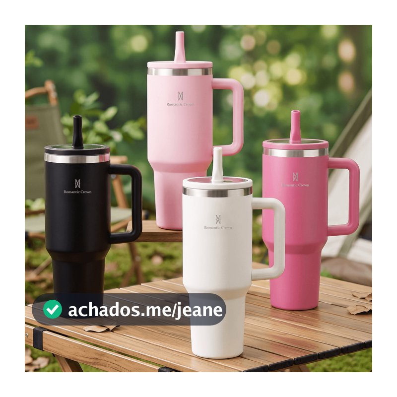 ROMANTIC CROWN Copo Térmico Inox Portátil 600ml/1.2L com Tampa Bico ou Canudo Tumbler Garrafa Térmica