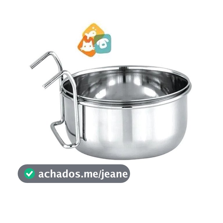 Comedouro Caneca Inox Pássaros Grande Gancho 300ml Chalesco