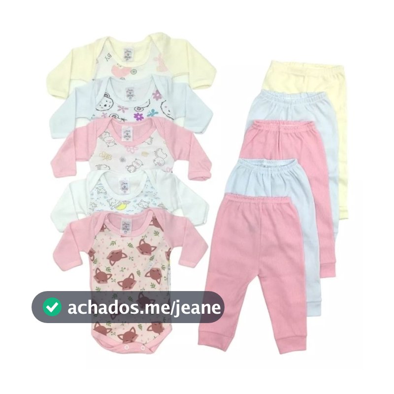 kit 10 peças enxoval Bebê algodão bodie e Mijão.