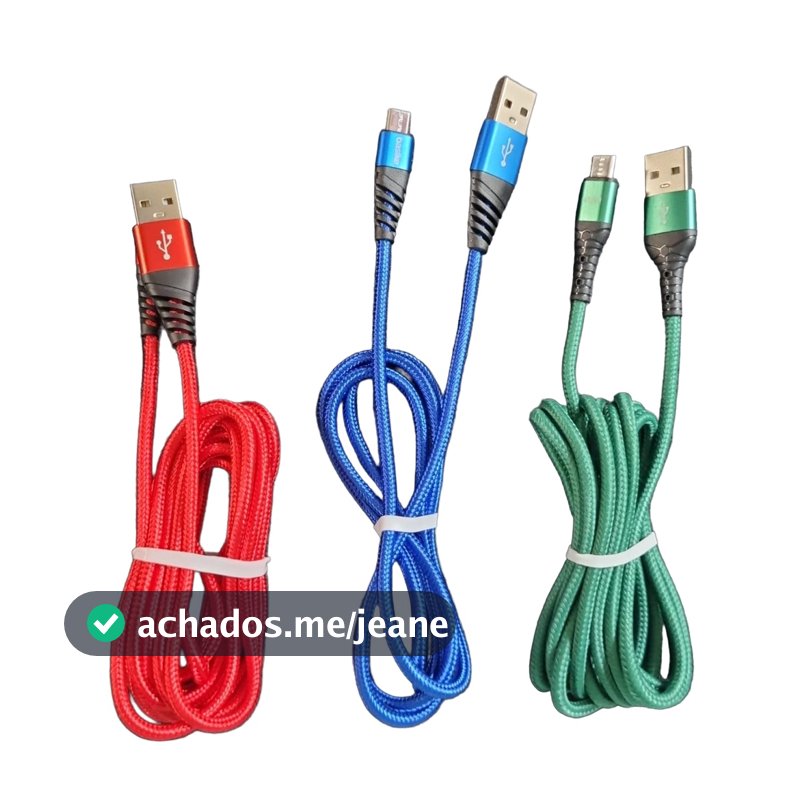 Cabo de Dados e carregamento Carga Rápida 1 2 3 Metros V8 Tipo - C Iphone Todos os Modelos
