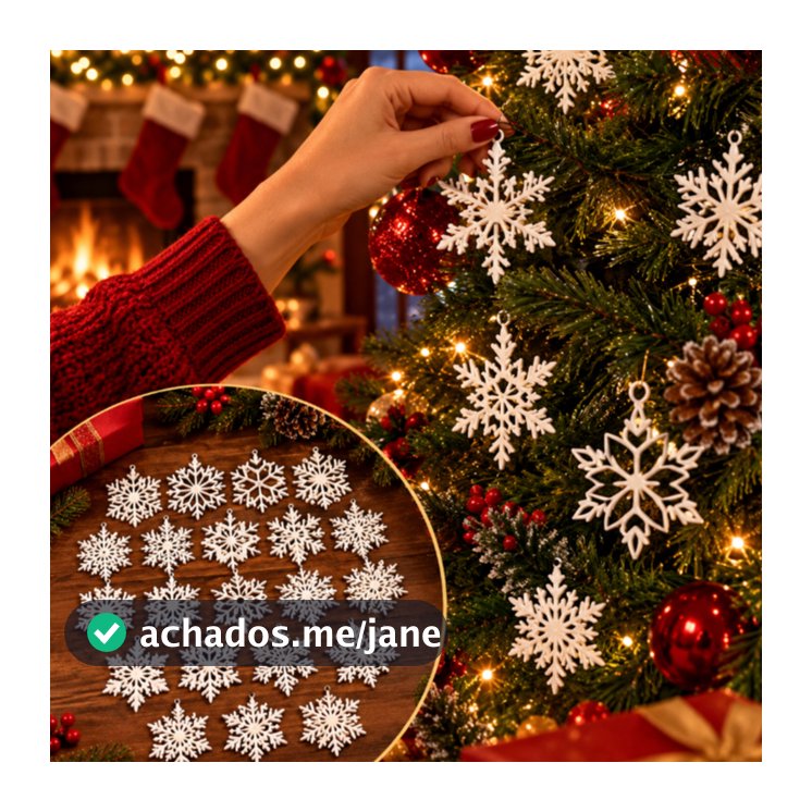 Kit Flocos de Neve para Árvore de Natal | Enfeites Decorativos Natalinos | Decoração Natalina