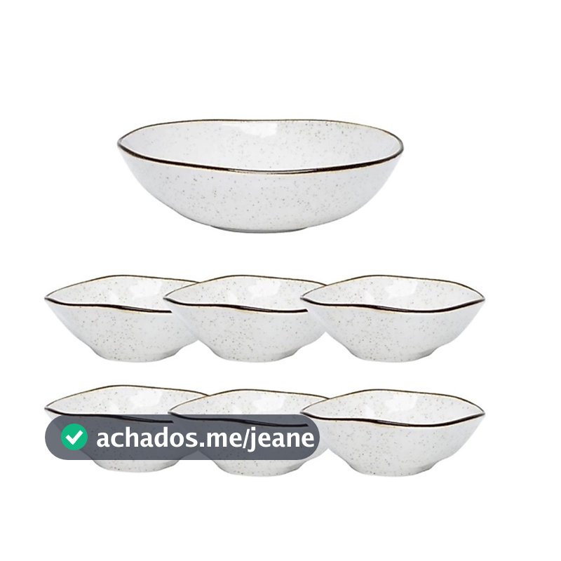 Jogo com 1 Saladeira E 6 Tigelas Oxford Ryo Maresia