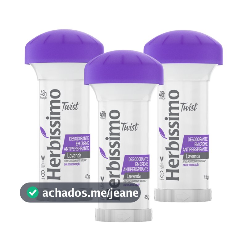 Kit Desodorante Twist Antitranspirante Lavanda Herbissimo 45g (3 unidades)