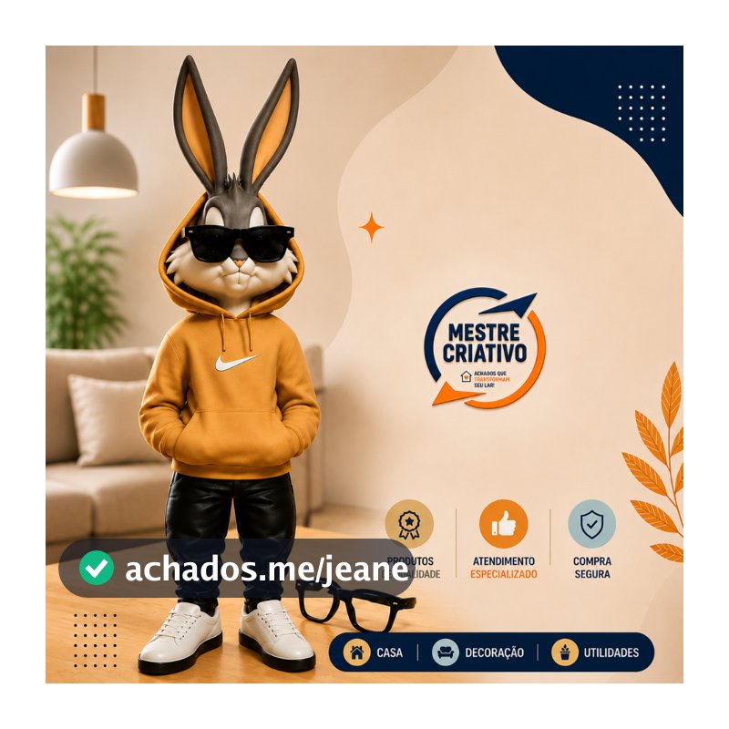 Pernalonga Boneco Decorativo Colecionável 36cm Turma Looney Tunes Bugs Bunny Action Figure 3D