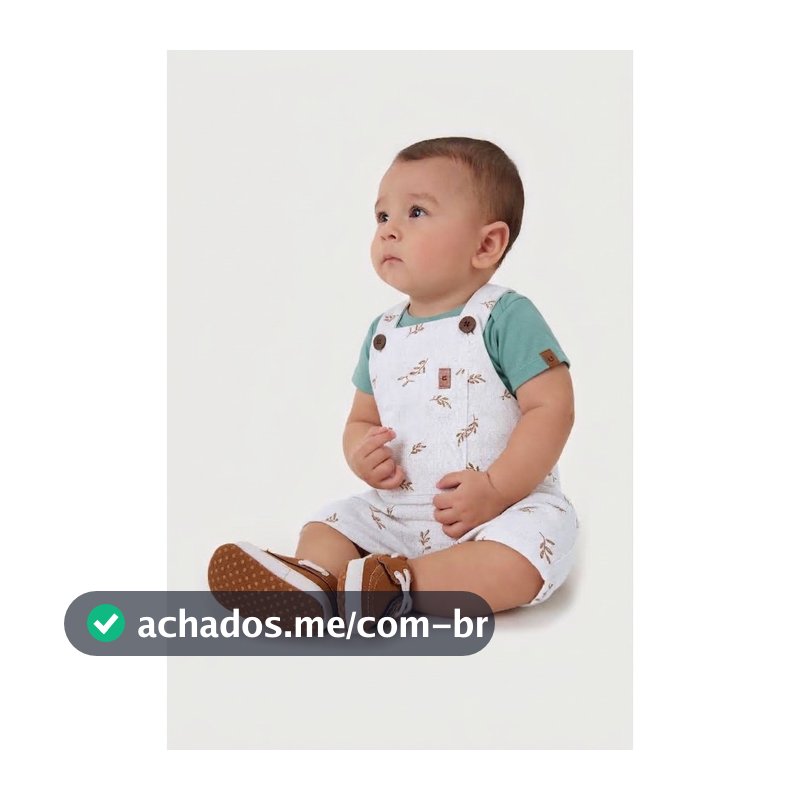 Conjunto Bebê Menino Body E Macaquinho Estampado Bolso Funcional - Carinhoso