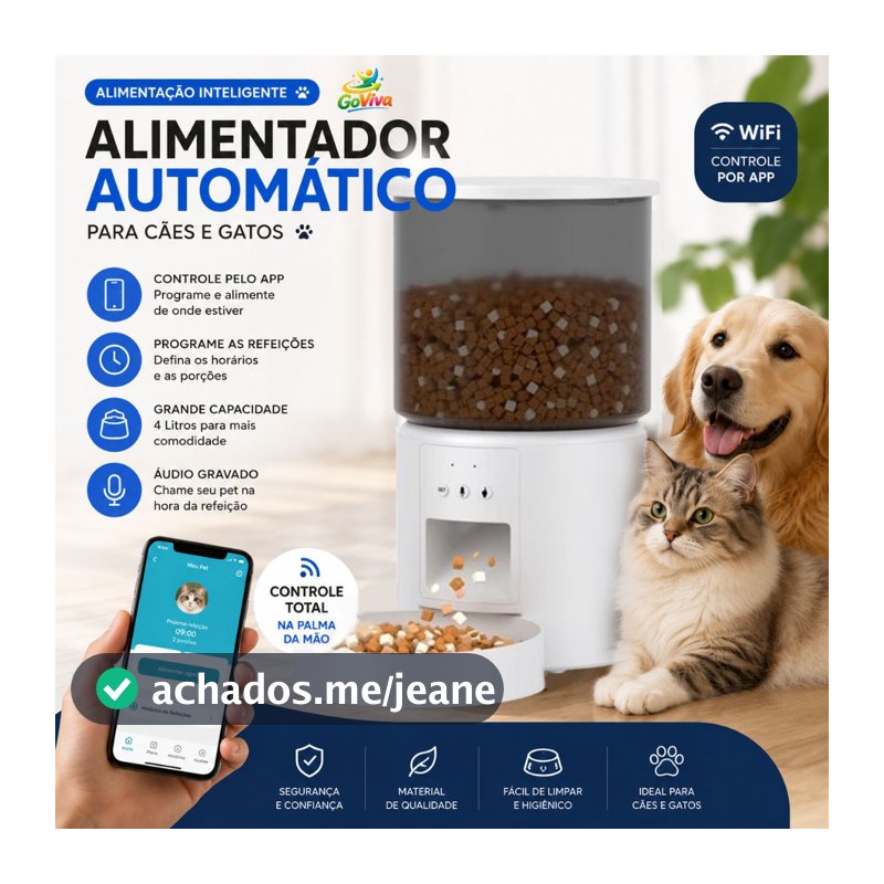 Alimentador Automático Pet 4L WiFi com Programação de Horários via App