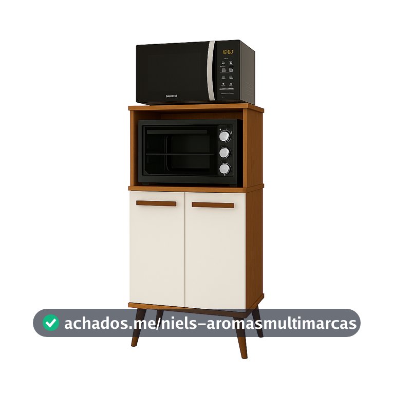 Balcão Armário Torre Multiuso Para Forno e Microondas 2 Portas e Paneleiro Lisboa Cores