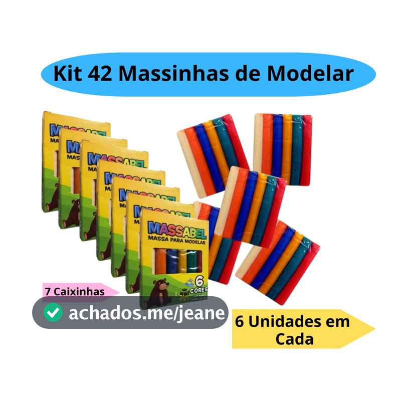 Kit 42 Massinha de Modelar com 6 Cores 65g Festa Lembracinhas Intantil Alcalex