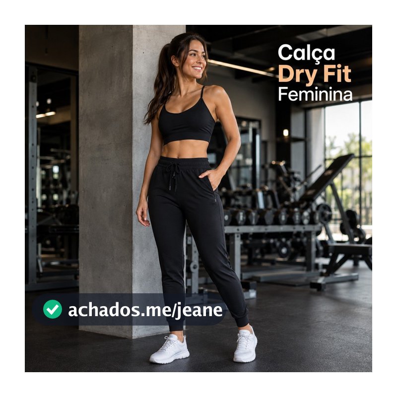Calça Jogger Feminina Dry Fit Elastano Academia Esportiva Leve Cintura Elástica