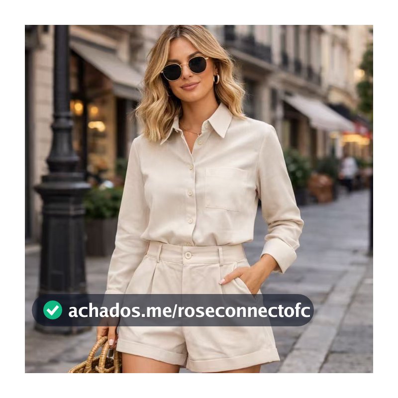 conjunto social de linho shorts e camiseta moda 6002