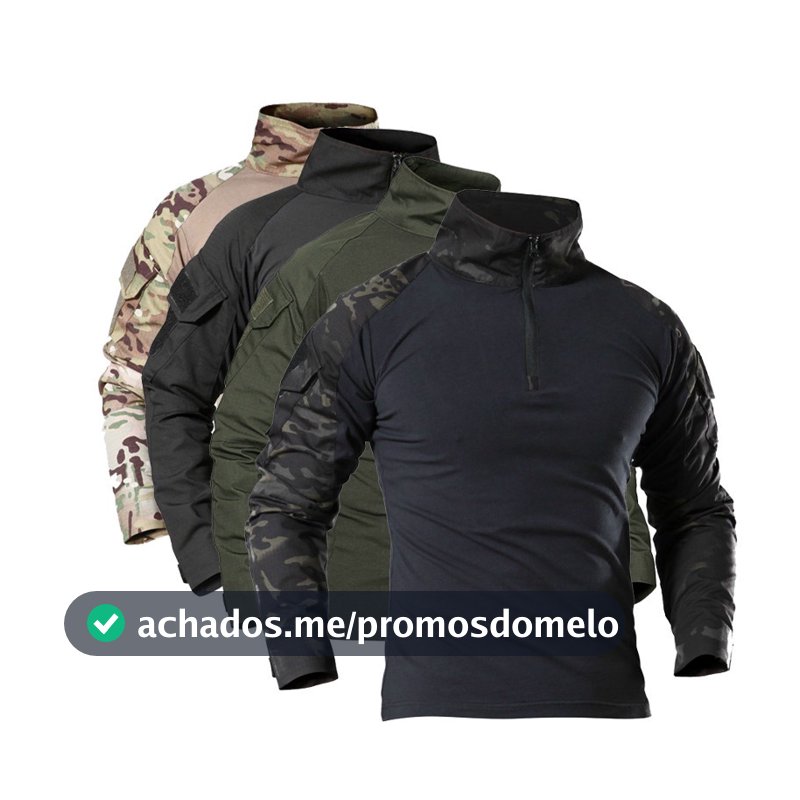 Camiseta Masculina Manga Comprida Camuflagem Para Caminhada Trabalho Camo