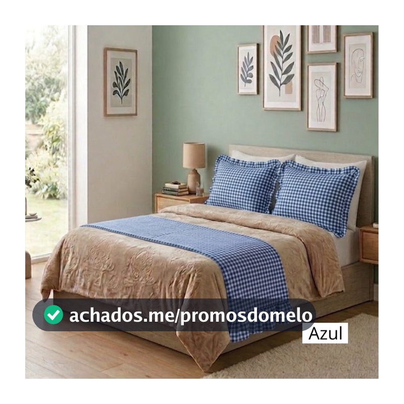 Peseira Farm Kit Com 2 Fronhas Decorativa Quarto Cama Casal Queen King 3 Peças Xadrez
