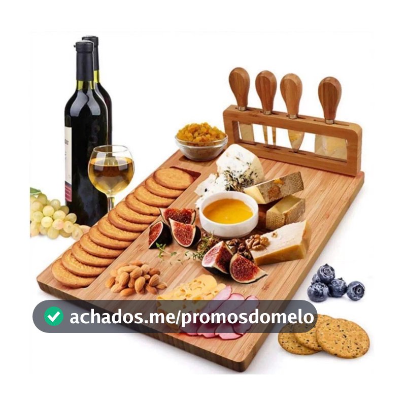 Tabua Queijos e Frios + Kit Espátulas 04 Peças