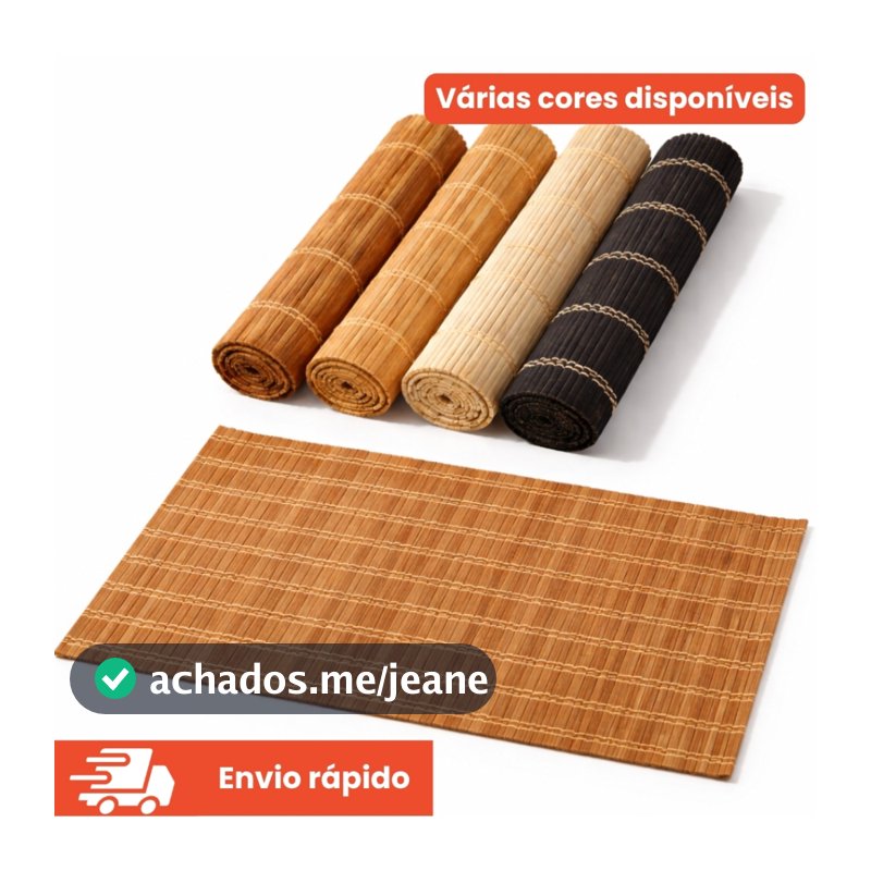 Kit 4 Jogo Americano Retangular de Bambu – Sousplat para Mesa de Jantar 40x30cm