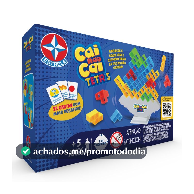 JOGO CAI NÃO CAI TETRIS ESTRELA BRINQUEDO CRIANÇA MESA DIVERSÃO 22 CARTAS PEÇAS FICHAS TABULEIRO