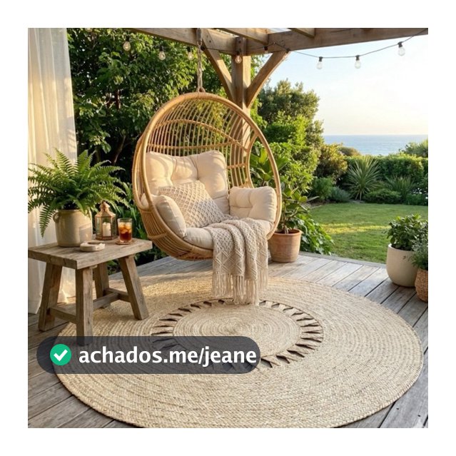 Tapete Redondo de Palha Natural 1,50m Artesanal Carnaúba – Modelo X Ana – Decoração Boho