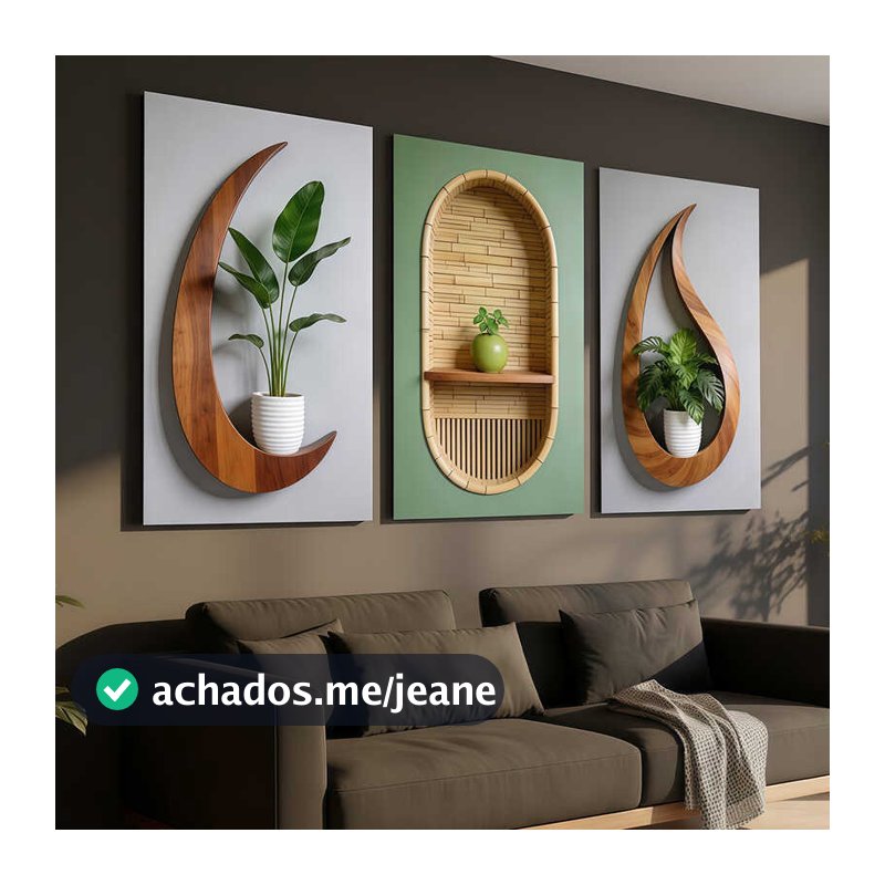 Kit 3 Quadros De 3D Flor Criativo Esculturas Em Madeira Decoração Parede Arte Natural