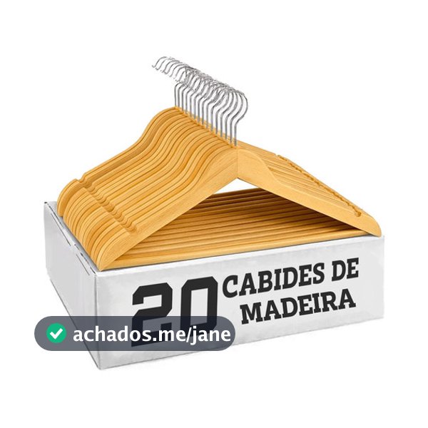 Kit 20 Cabide De Madeira Adulto Grande Antideslizante Marfim Natural Gancho 360° Camisa Calça Jaqueta Blusa