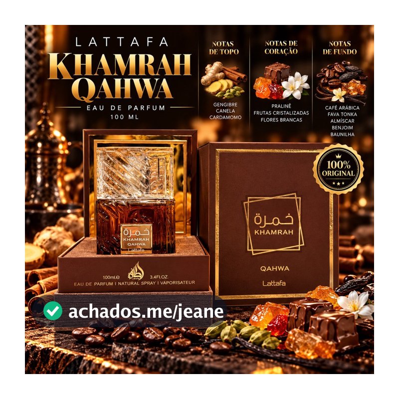 Perfume Árabe Khamrah Qahwa 100ml – Café, Baunilha e Alta Fixação | Unissex | Importado