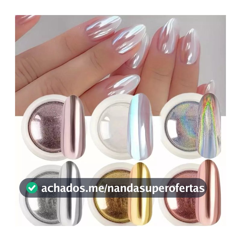 X@T 6 Pó Cromo Metalizado Unhas Cromado Decoração