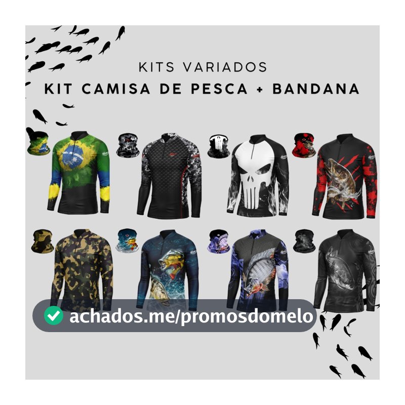 Kit Camisa De Pesca Dry Fit Masculina Manga Longa + Bandana Dryfit Leve e Resistente Com Proteção Térmica Uv50