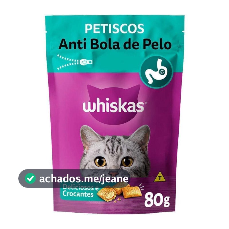 Petisco Whiskas Anti Bola de Pelo Para Gatos Adultos 80 g