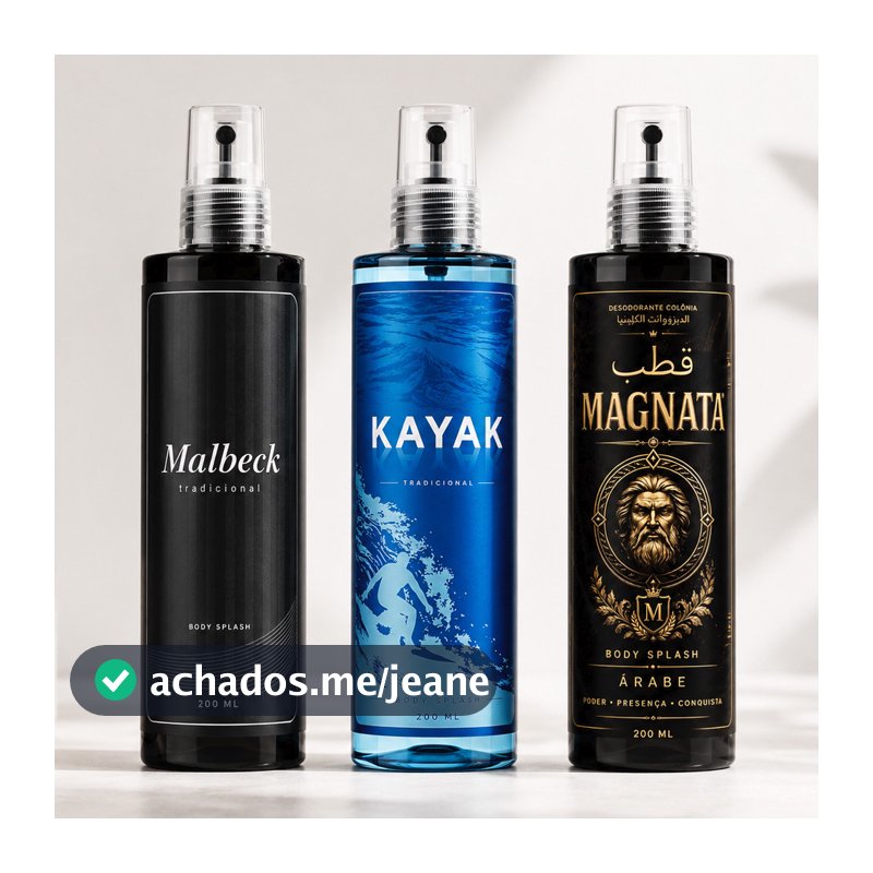 Kit De 2 Até 3 Body Splash Malbeck Forte Praia de Kaiyak Magnata Árabe 200ml Cada Homem Cheiroso