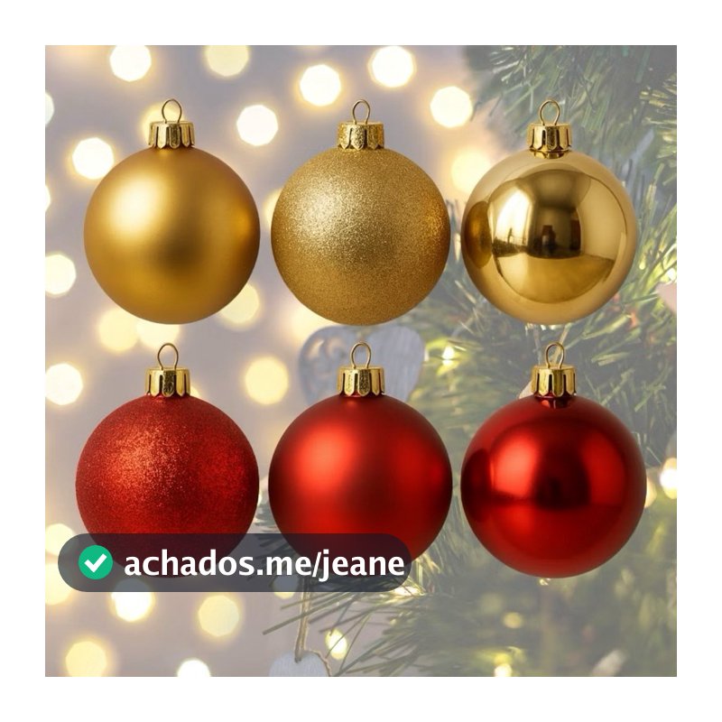 Kit 8/16/24 Bolas de Natal 8cm Vermelhas e Douradas – Decoração para Árvore e Festas Natalinas
