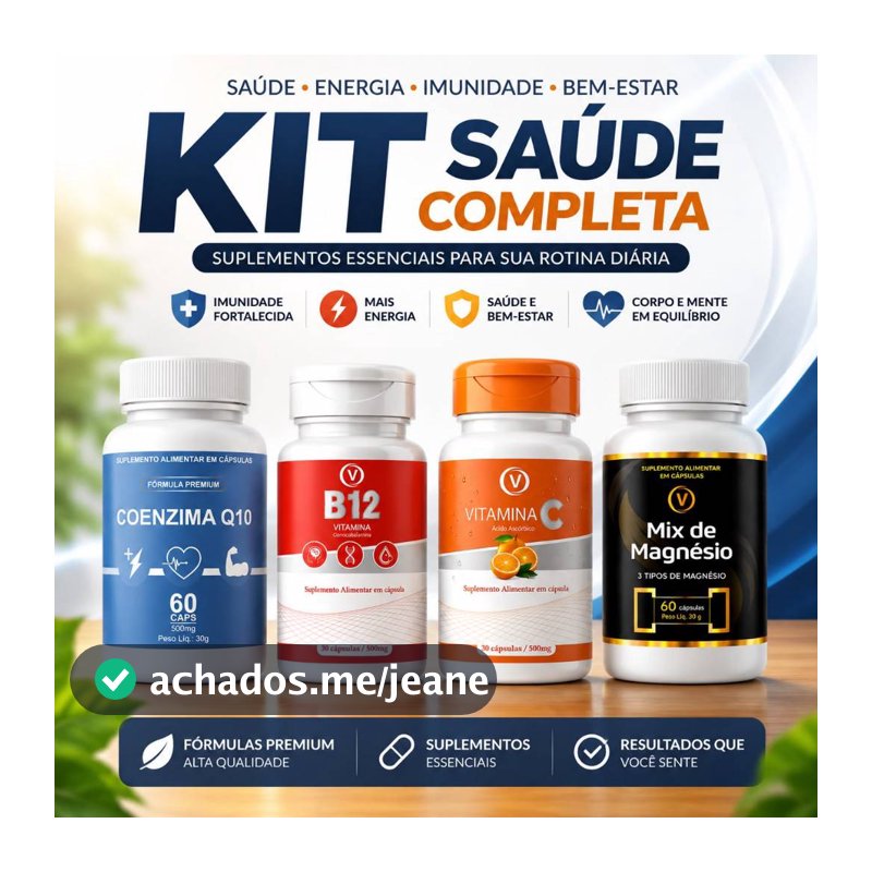 Kit Mix de Magnésio Treonato Vitamina B12 Vitamina C e Coezima10