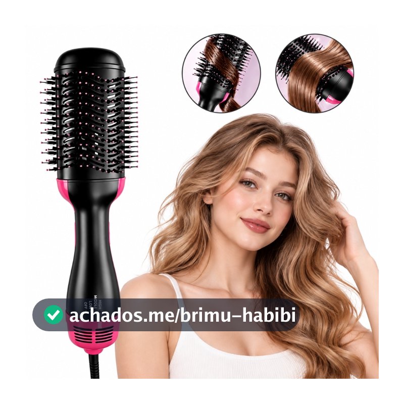 Escova Secadora Alisador Eletrica QuenteCabelo Com 3 Em1,Portátil para Uso Doméstico,protege el cabello