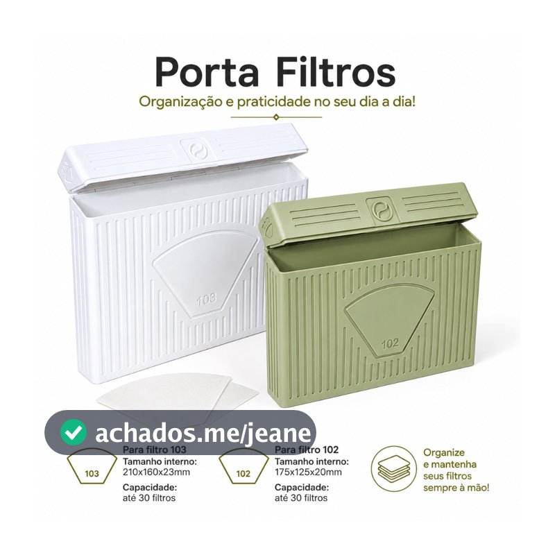 Porta Filtro de Café 102 103 Organizador com Tampa para Filtros de Papel Cozinha Cantinho do Café