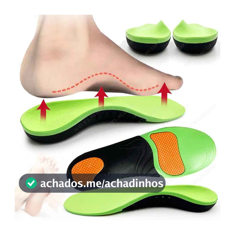 Par de Palmilha Para Fascite Plantar Ortopédica Pé Chato Pisada Pronada Esporão Pés Cansados