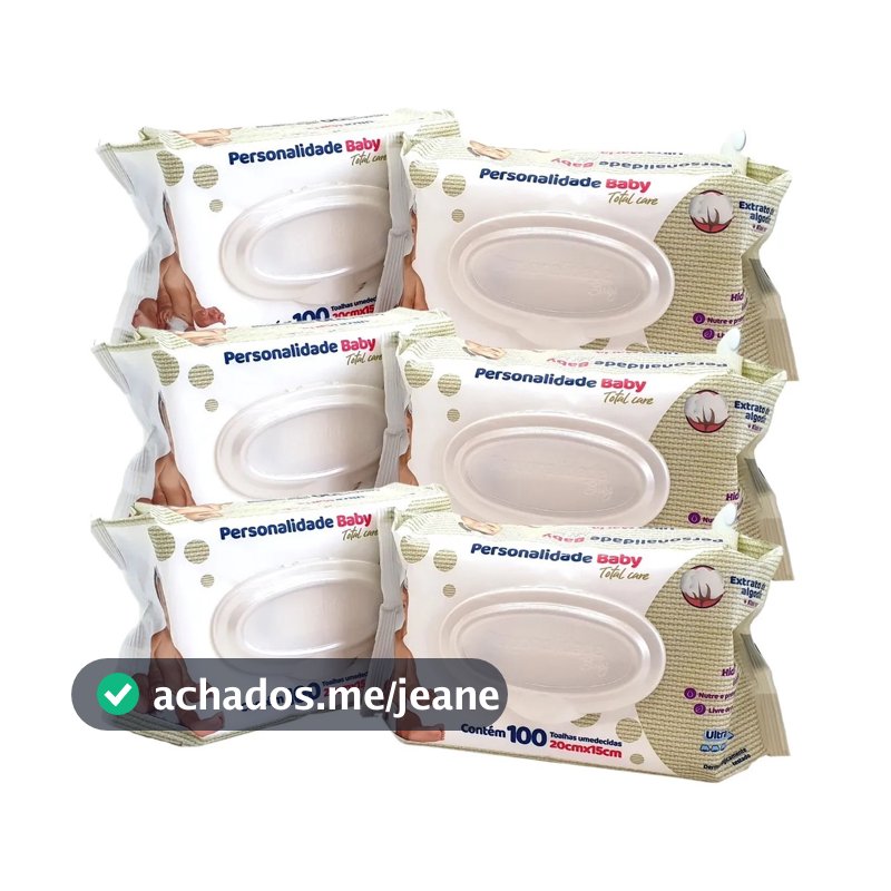 kit 600 Lenço Umedecido Bebê Personalidade 6 Pcts Toalha Umedecida