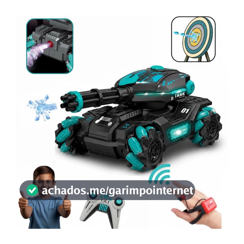 Brinquedo Carrinho Controle Remoto Tanque De Guerra Atira Bolinha Gel Kit Completo