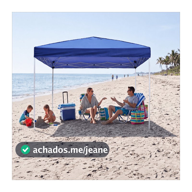 Tenda Gazebo Sanfonada 3x3 Dobrável Reforçada Impermeável Para Camping Eventos Feira Praia Com Bolsa Transporte Azul