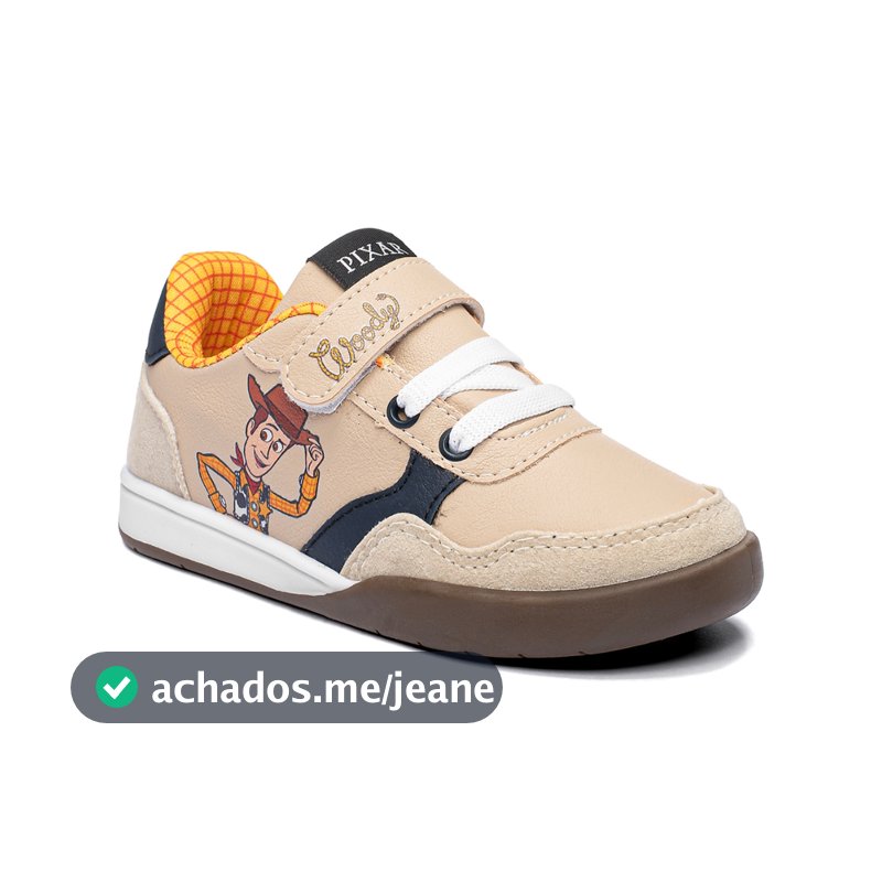 Tênis Infantil Woody Toy Story Disney Original com Velcro  Numeração 24 ao 33 Casual Confortável para Meninos