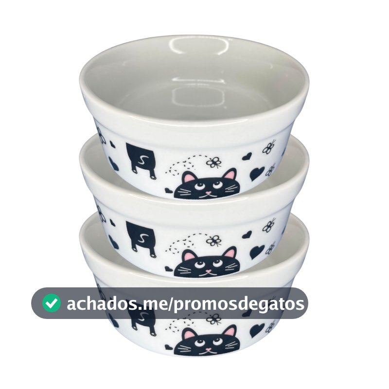 Kit Comedouro Bebedouro 3 Peças Pet Felino 300Ml Gato Borboleta Exclusivo