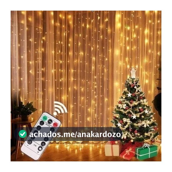 Kit 2 Cortina 300 Leds 3x3 Metros Festa Casamento Eventos Natal Branco Amarelo